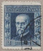 (1925-010a) Марка Чехословакия "Вод. знак (P5-P8)"    Президент Массарик (Стандартный выпуск) III Θ