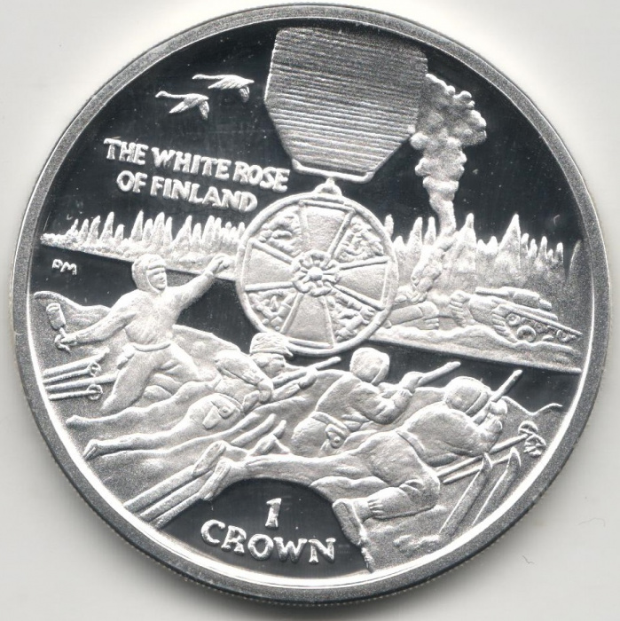 (2004) Монета Остров Мэн 2004 год 1 крона &quot;Орден Белой розы Финляндии&quot;  Серебро Ag 925  PROOF