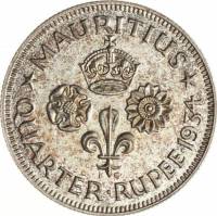 (№1934km15) Монета Маврикий 1934 год frac14; Rupee