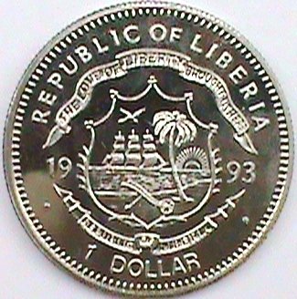 () Монета Либерия 1993 год 1  &quot;&quot;    AU