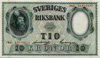 (,) Банкнота Швеция 1941 год 10 крон "Густав I Васа"   UNC