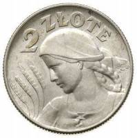 () Монета Польша 1924 год 2  ""   Биметалл (Серебро - Ниобиум)  UNC