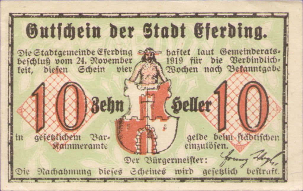 (№1919) Банкнота Австрия 1919 год &quot;10 Heller&quot;