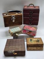 Набор шкатулок 6 шт дерево стекло бамбук сундучок для украшений  (сост. на фото)