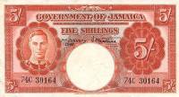 (№1939P-37a) Банкнота Ямайка 1939 год "5 Shillings"