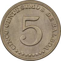 (№1929km9) Монета Панама 1929 год 5 Centeacute;simos