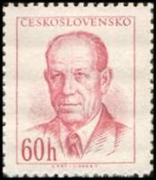 (1953-042) Марка Чехословакия "А. Запотоцкий (Лиловая)"    Президент Запотоцкий (Стандартный выпуск 
