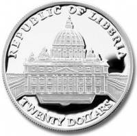() Монета Либерия 2001 год 20  ""   Биметалл (Серебро - Ниобиум)  UNC