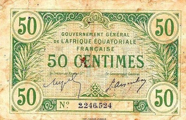 (№1917P-1b) Банкнота Экваториальная Африка 1917 год &quot;50 Centimes&quot;