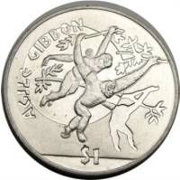 (2011) Монета Сьерра-Леоне 2011 год 1 доллар "Чернорукий гиббон"  Медь-Никель  PROOF