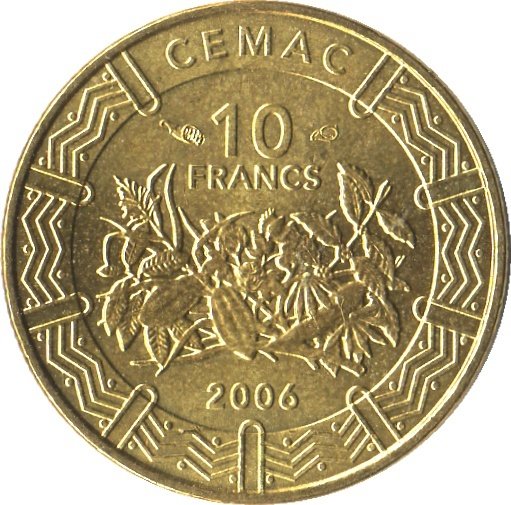(№2006km19) Монета Центральная Африка 2006 год 10 CFA Francs