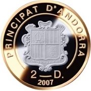 () Монета Андорра 2007 год 2 динера ""  Биметалл  UNC