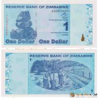 (,) Банкнота Зимбабве 2009 год 1 доллар "Балансирующие скалы"   UNC