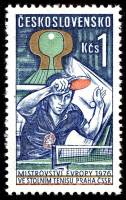 1976-012 Марка Чехословакия Настольный теннис   Чемпионат Европы по настольному теннису III O