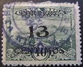 (№1929-143) Марка Коста-Рика 1929 год "Telegraph Stamp Surgarged Overprint 13 on 40", Гашеная