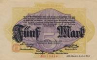 (№1918) Банкнота Германия 1918 год "5 Mark"