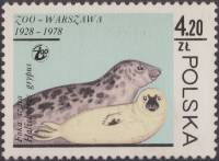 (1978-051) Марка Польша "Серый тюлень"    50 лет Зоопарку Варшавы III O