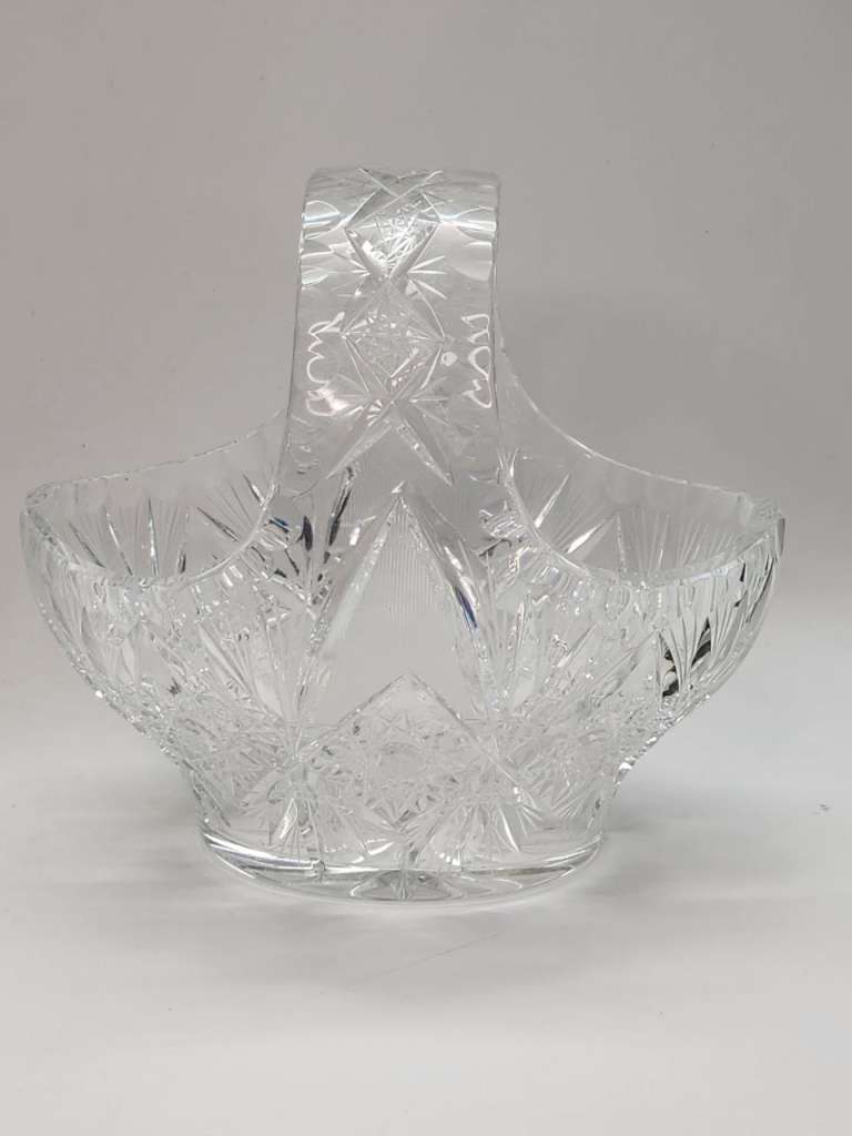 Конфетница - ваза "Корзинка" хрусталь Чехословакия