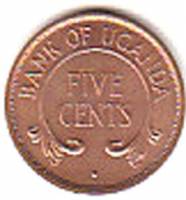 (№1976km1a) Монета Уганда 1976 год 5 Cents
