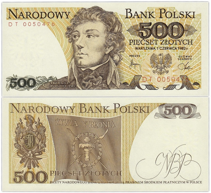 (1982) Банкнота Польша 1982 год 500 злотых &quot;Тадеуш Костюшко&quot;   UNC