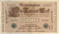 (1910) Банкнота Германия 1910 год 1 000 марок "Зелёные печати"   UNC