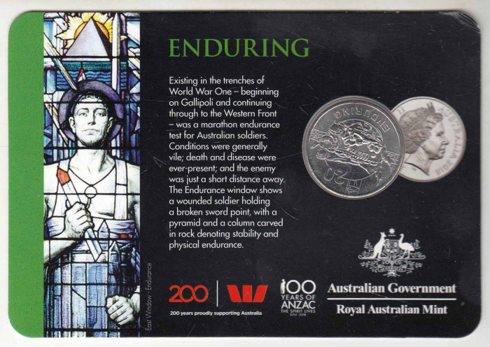 (2018) Монета Австралия 2018 год 20 центов &quot;Выносливый&quot;  Медь-Никель  Блистер