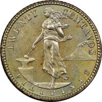 (№1907km170) Монета Филиппины 1907 год 20 Centavos (Двадцать)