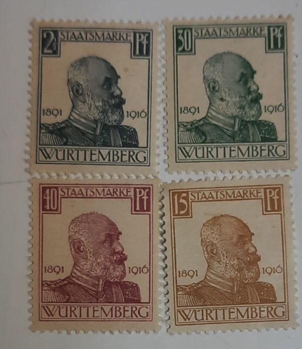 (--) Набор марок Вюртемберг &quot;4 шт.&quot;  Негашеные  , III O