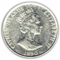 (№1987km90) Монета Каймановы острова 1987 год 25 Cents (Двух Мачтовый Каймановы Шхуна)