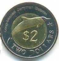 (№2012) Монета Микронезия 2012 год 2 Dollars (Длинные Дельфин-Белобочка)