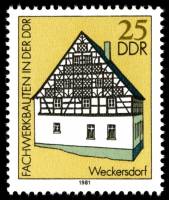 (1981-060) Марка Германия (ГДР) "Конюшня"    Деревянные дома II Θ