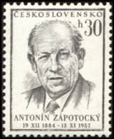 (1957-051) Марка Чехословакия "А. Запотоцкий (Черная А)"    Смерть Антонина Запотоцкого III Θ