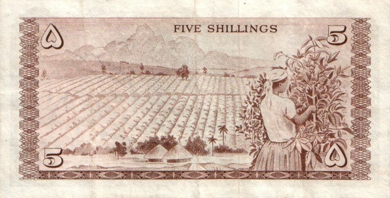 (№1966P-1a) Банкнота Кения 1966 год &quot;5 Shillings&quot;