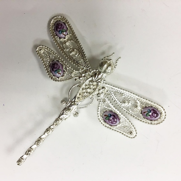 Брошь &quot;Финифть&quot;, серебрение (сост. на фото)