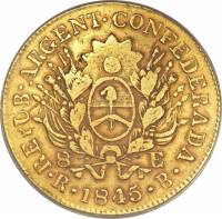 (№1845km19 (la rioja)) Монета Объединённые провинции Южной Америки 1845 год 8 Escudos