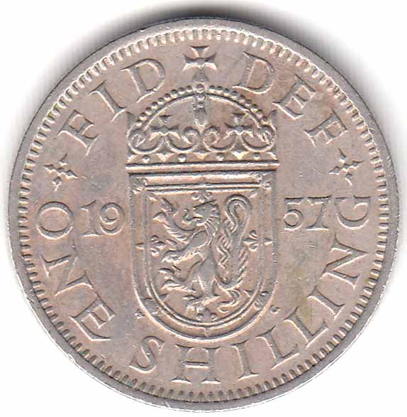 (1957) Монета Великобритания 1957 год 1 шиллинг &quot;Елизавета II&quot;  Шотландский герб Медь-Никель  XF