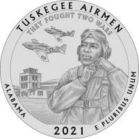056p Монета США 2021 год 25 центов Пилоты из Таскиги  Медь-Никель  UNC