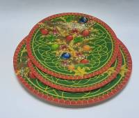 Набор тарелок Новогоднии 3 шт стекло (сост. на фото)