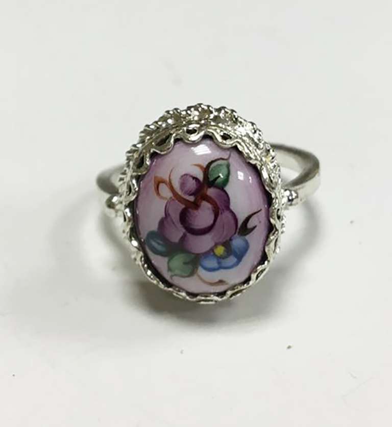 Перстень "Финифть", серебрение (сост. на фото)