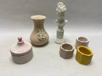 Ваза керамика, статуэтка бюст и набор изделий из гипса