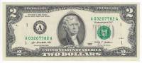 (2009A) Банкнота США 2009 год 2 доллара "Томас Джефферсон"   UNC