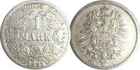 (1881A) Монета Германия (Империя) 1881 год 1 марка   Серебро Ag 900  XF
