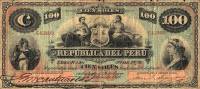 (,) Банкнота Перу 1879 год 100 инти    UNC