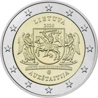(009) Монета Литва 2020 год 2 евро "Аукштайтия"  Биметалл  UNC