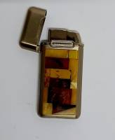 Зажигалка пьезовая, янтарный декор, рабочая, СССР (сост. на фото)