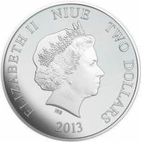() Монета Остров Ниуэ 2013 год 2  ""   Биметалл (Серебро - Ниобиум)  AU