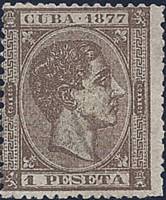 (№20) Марка Куба 1877 год "Король Альфонсо XII", Негашеная