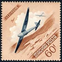 (1954-031) Марка Венгрия "Планер в полёте"    День авиации III Θ