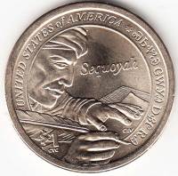 (2017d) Монета США 2017 год 1 доллар "Вождь Секвойя"  Сакагавея Латунь  UNC