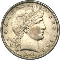 (1915d) Монета США 1915 год 50 центов   Голова Свободы, Барбер, Белоговый Орлан Серебро Ag 900  XF
